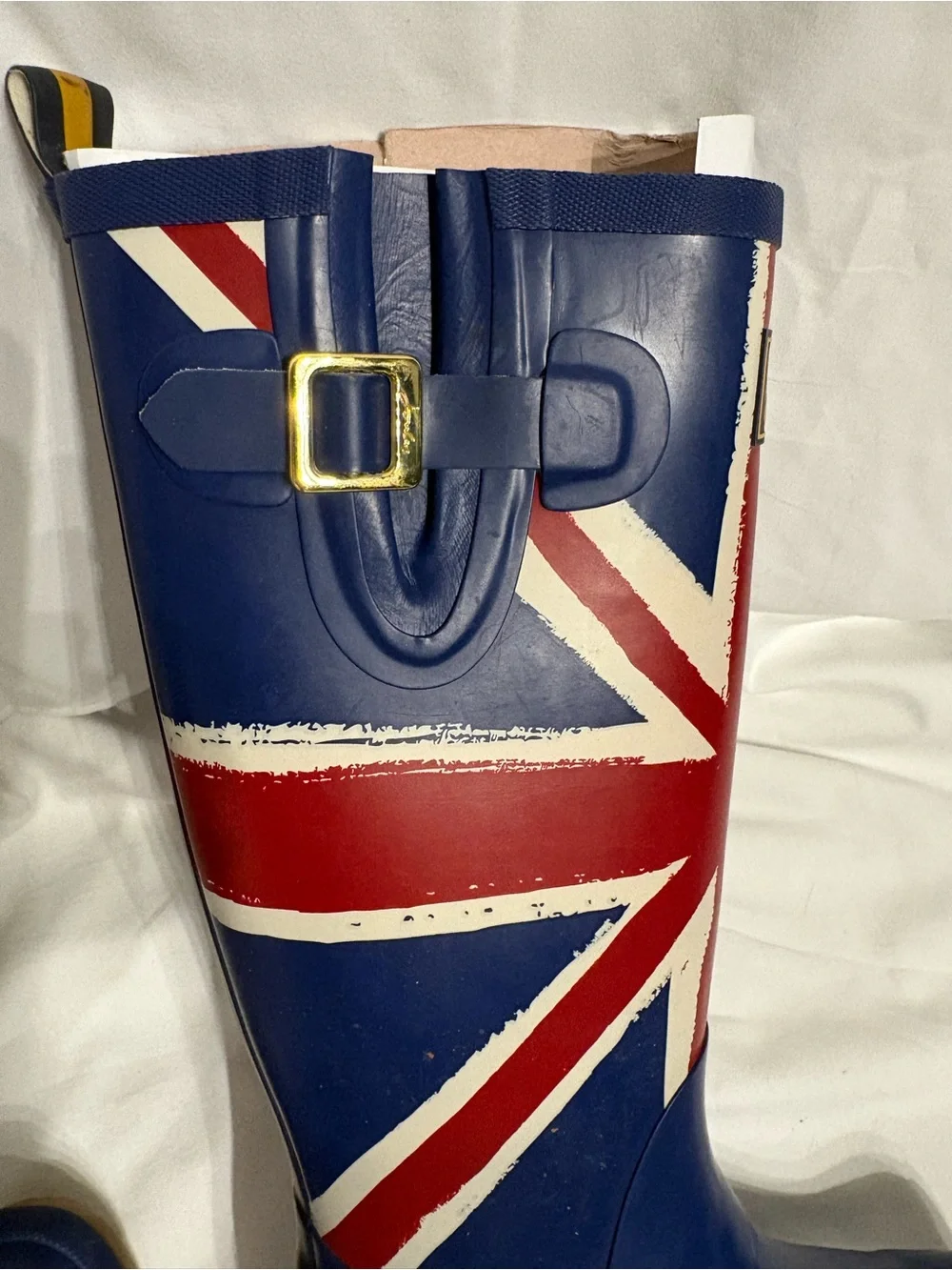 Joules Tall Union Jack Rain Boots - Red, Blue & White NWOT SZ US-7